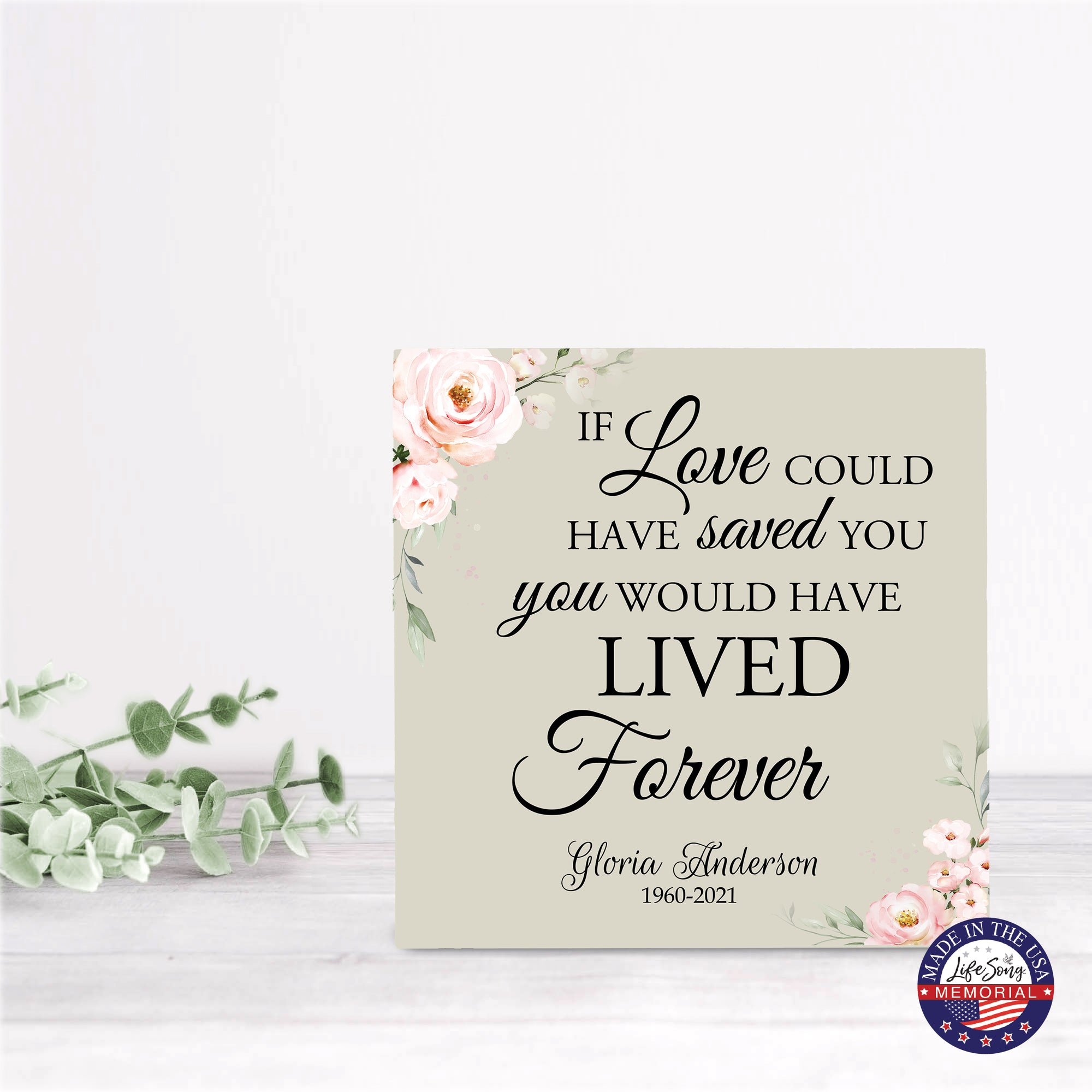Timeless Human Memorial Shadow Box Urn With Inspirational Verse in Ivory - If Love Could Have Saved You