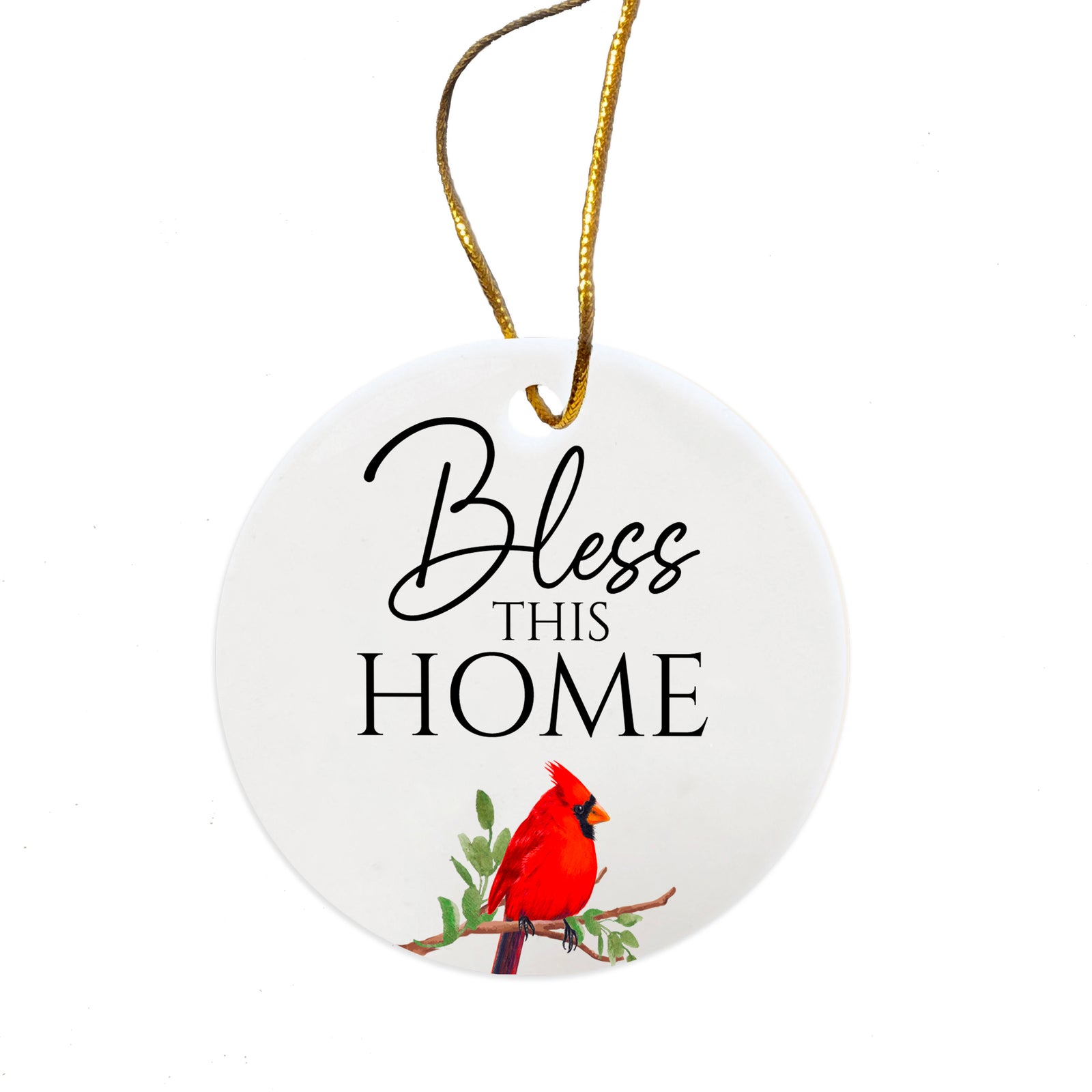 White Ceramic Cardinal Ornament With Everyday Verses Gift Ideas - Bless This Home