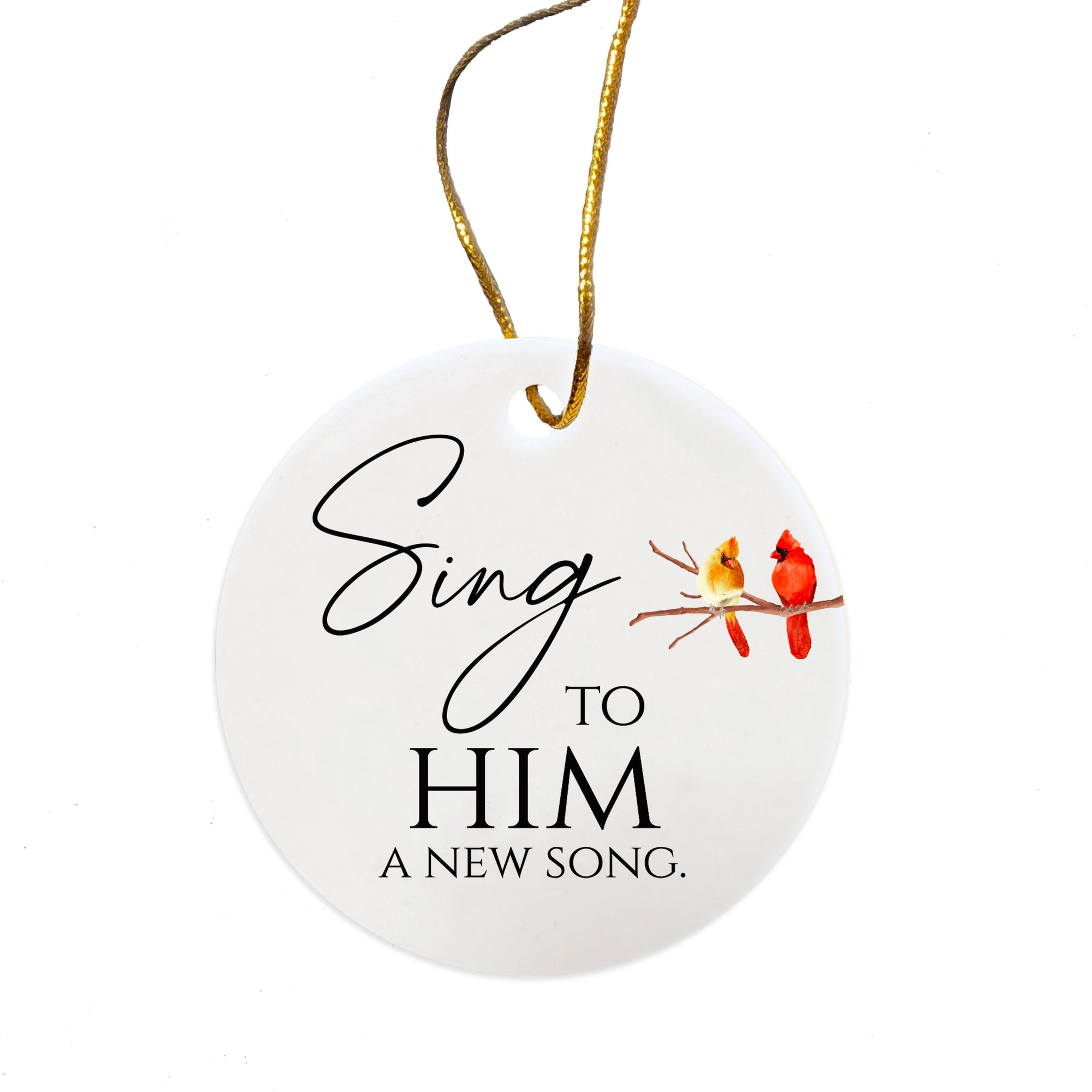White Ceramic Cardinal Ornament With Everyday Verses Gift Ideas - Sing To Him