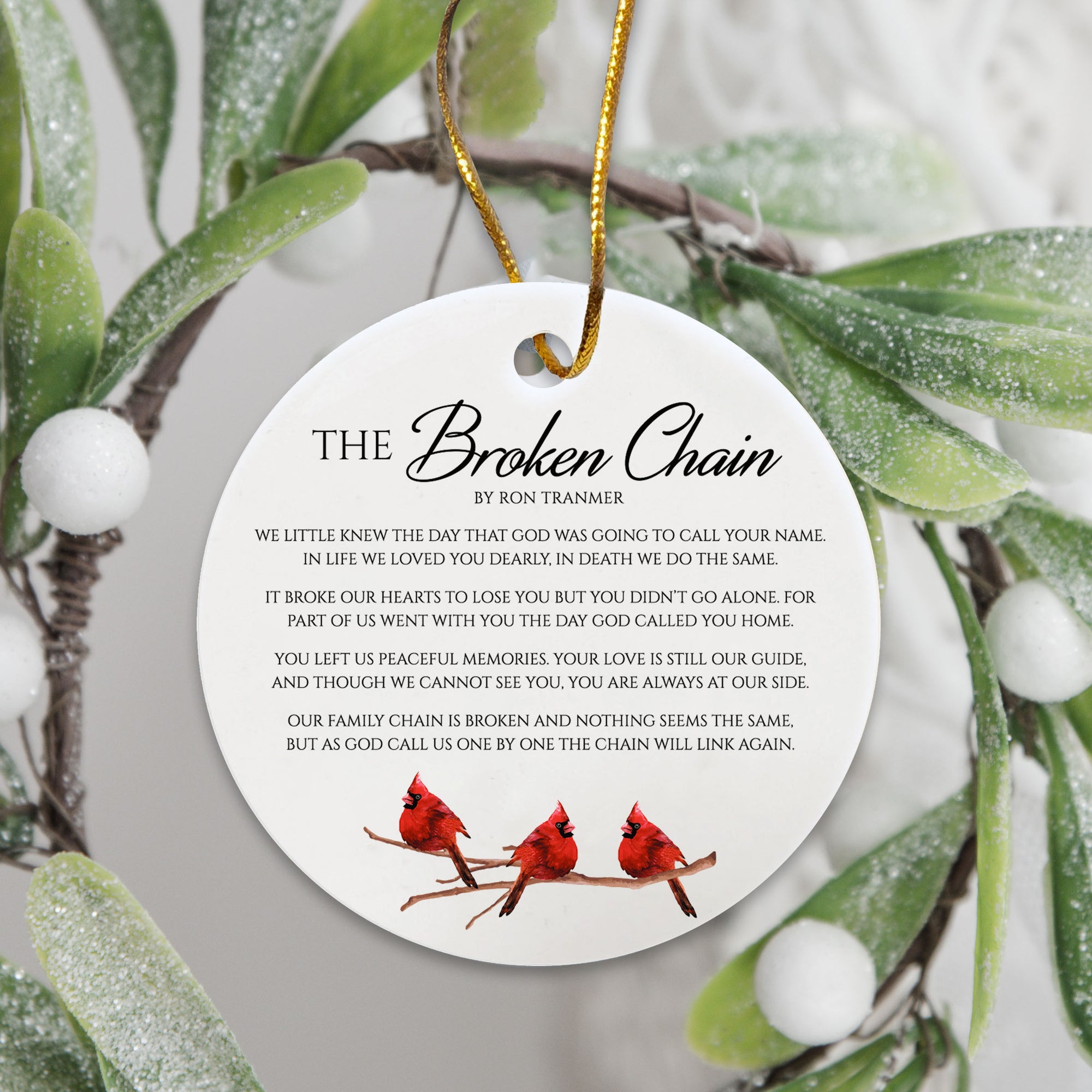 White Ceramic Cardinal Ornament With Everyday Verses Gift Ideas - The Broken Chain