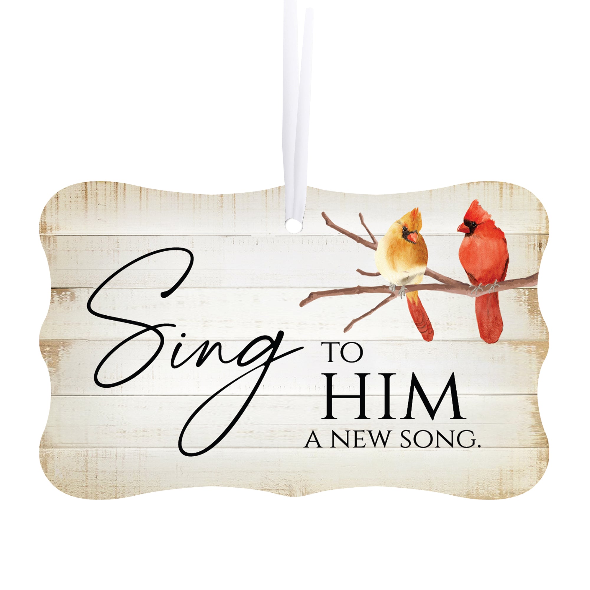 Rustic Scalloped Cardinal Wooden Ornament With Everyday Verses Gift Ideas - Sing To Him