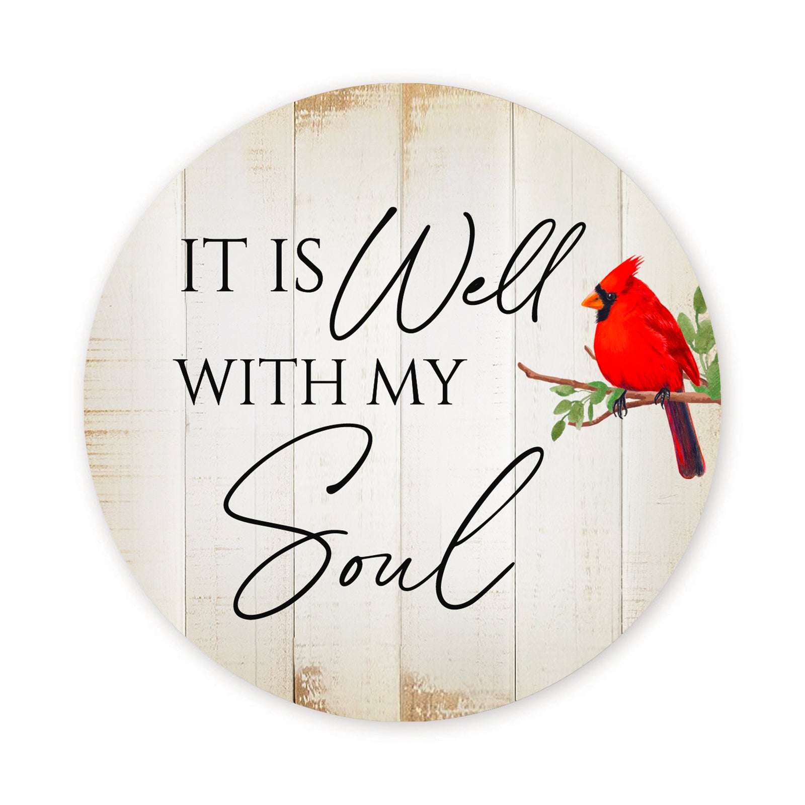 Vintage-Inspired Cardinal Wooden Magnet Printed With Everyday Inspirational Verses Gift Ideas - It Is Well