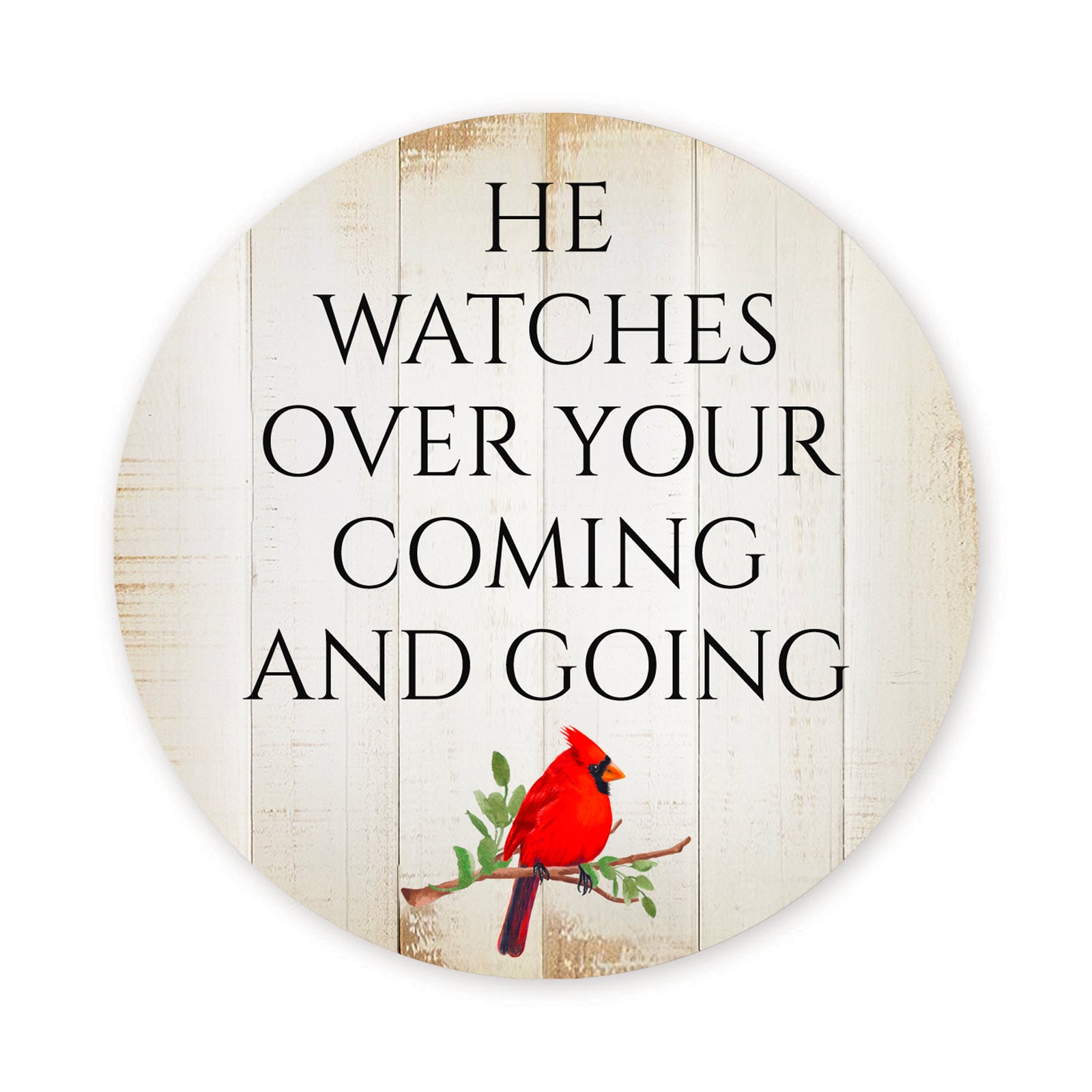 Vintage-Inspired Cardinal Wooden Magnet Printed With Everyday Inspirational Verses Gift Ideas - He Watches Over