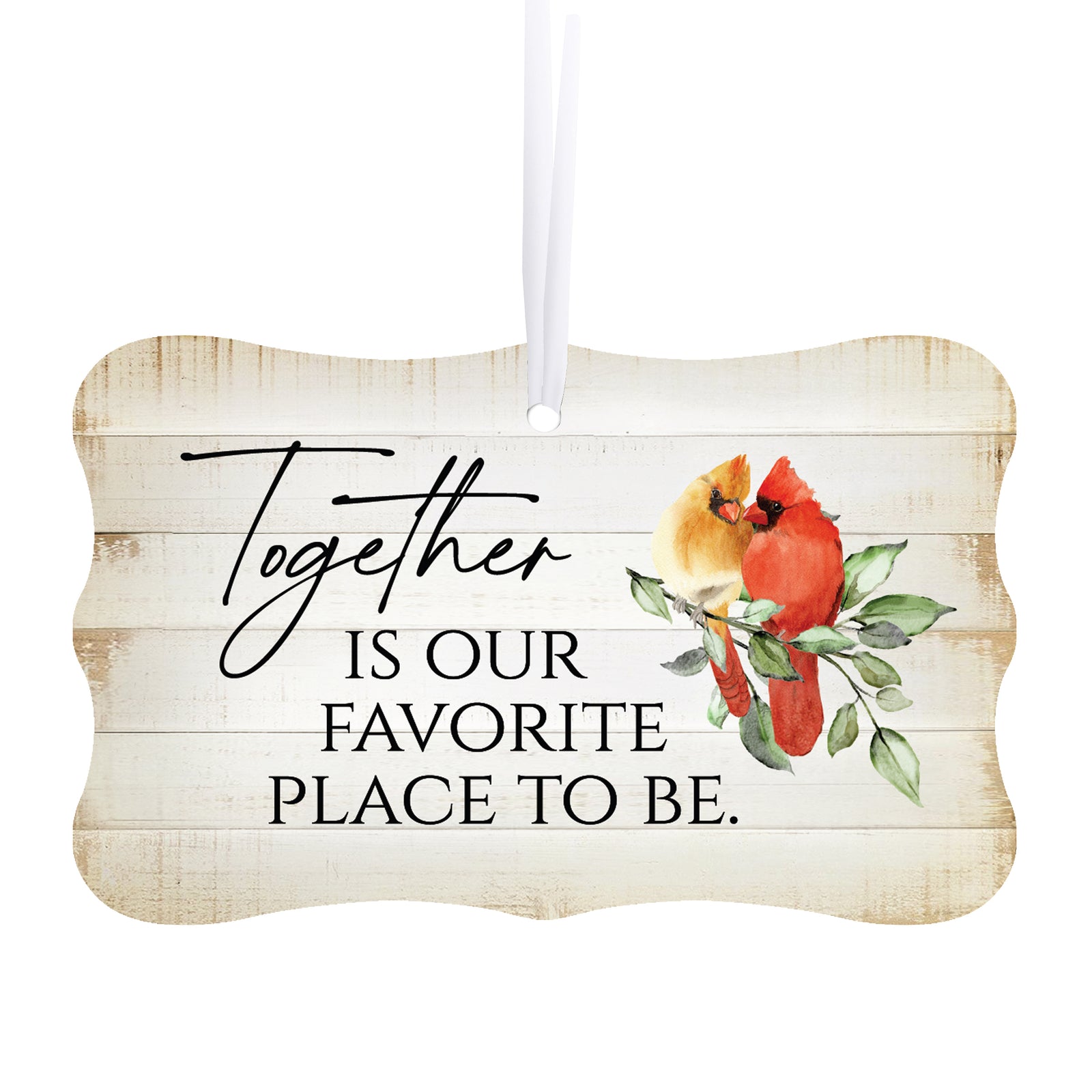 Rustic Scalloped Cardinal Wooden Ornament With Everyday Verses Gift Ideas - Together Is Our