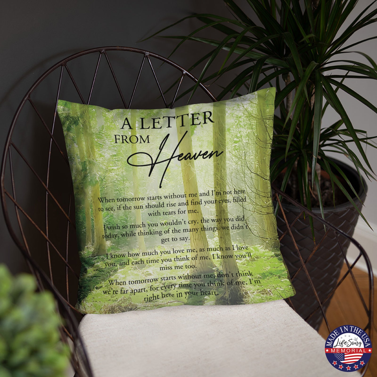 A beautiful bereavement pillow, designed for both comfort and remembrance, it's an ideal memorial home decor piece.