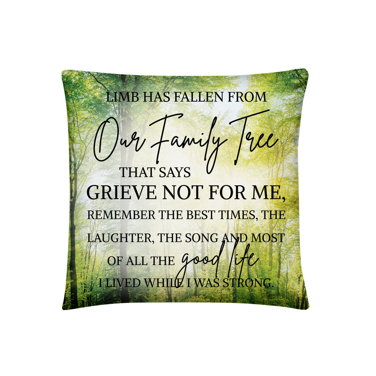 An elegantly designed memorial throw pillow, suitable for enhancing your home décor or offering as a sympathy pillow.