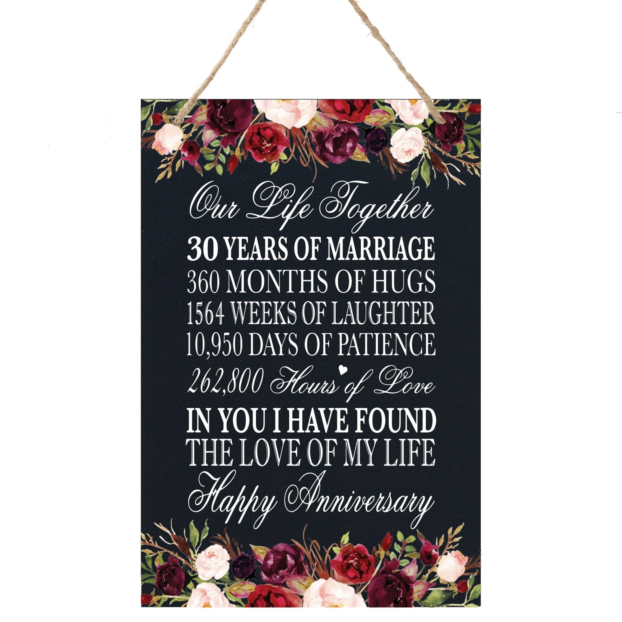 30th Wedding Anniversary Rope Sign - Our Life Together - LifeSong Milestones
