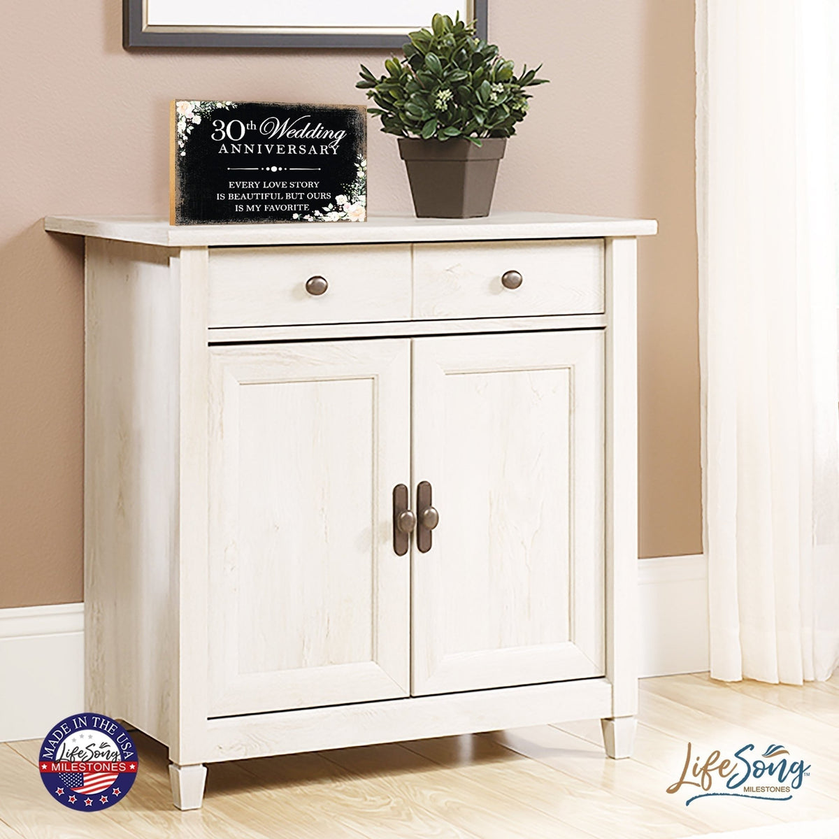 30th Wedding Anniversary Unique Shelf Decor and Tabletop Signs Gift for Couples - Every Love Story - LifeSong Milestones