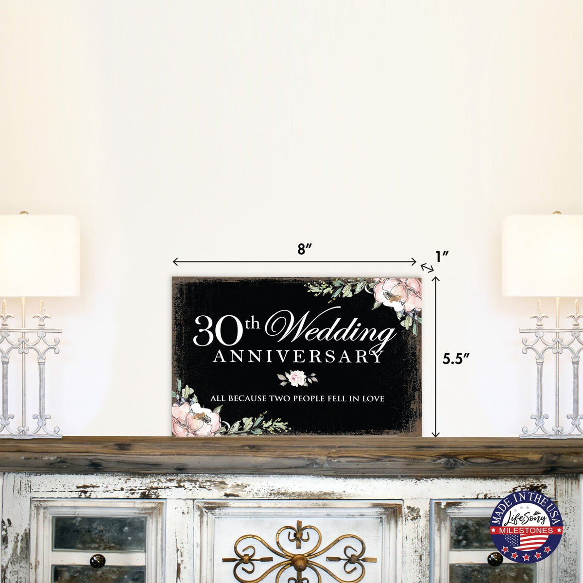 30th anniversary tabletop sign size comparison - perfect for shelf or desk display