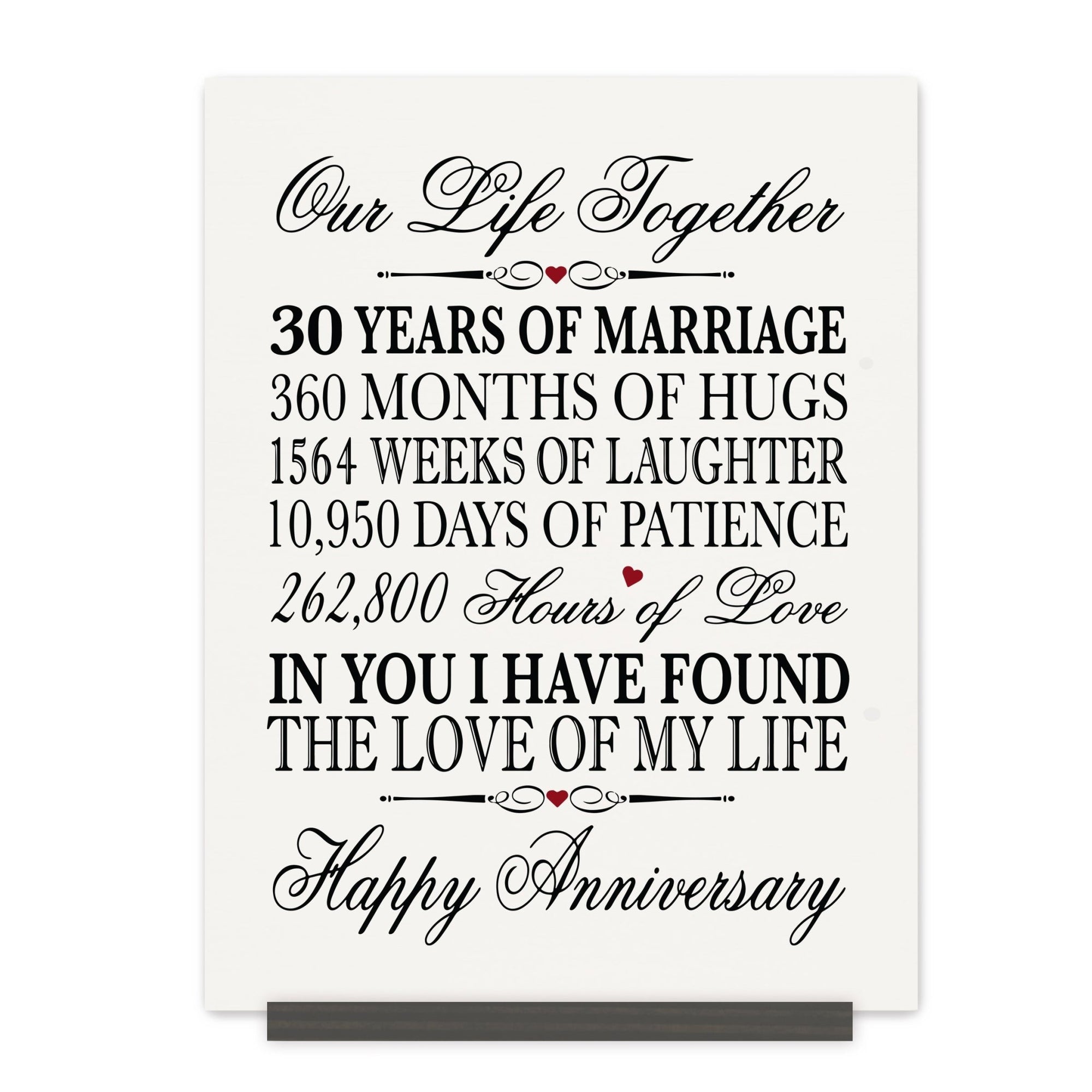 30th Wedding Anniversary Wall Plaque - Our Life Together - LifeSong Milestones