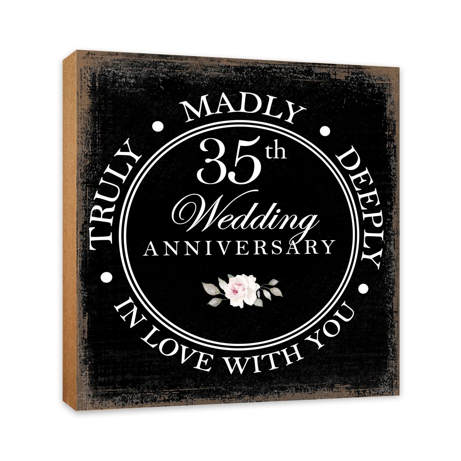 35th Wedding Anniversary Unique Shelf Decor and Tabletop Signs Gift for Couples - In Love With You - LifeSong Milestones