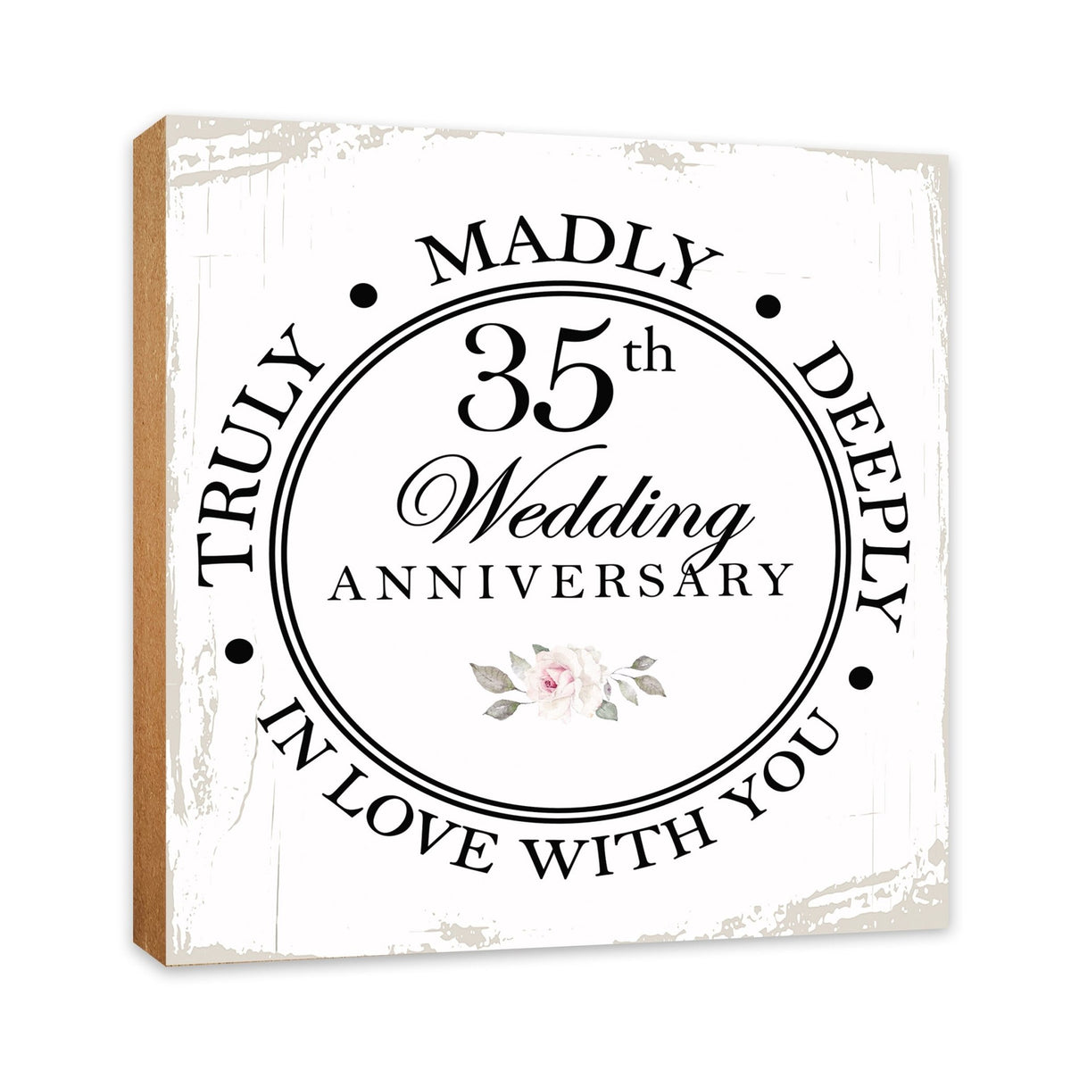 35th Wedding Anniversary Unique Shelf Decor and Tabletop Signs Gift for Couples - In Love With You - LifeSong Milestones