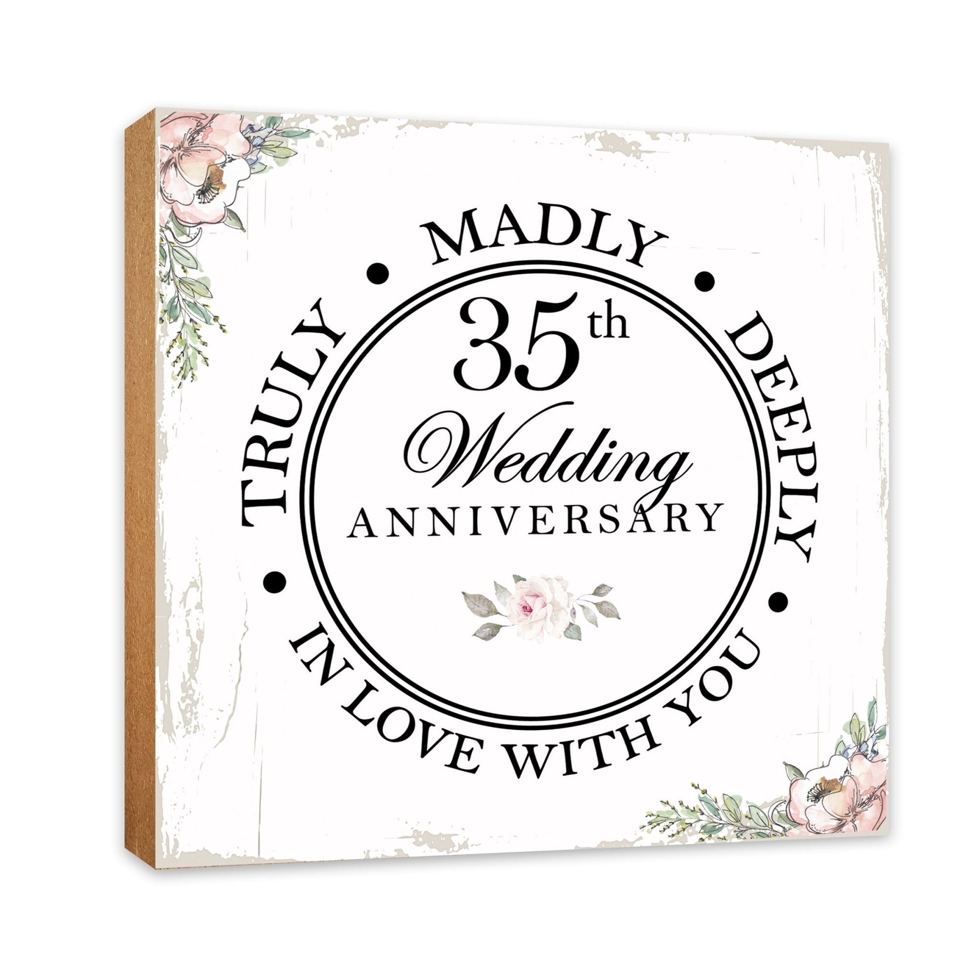 35th Wedding Anniversary Unique Shelf Decor and Tabletop Signs Gift for Couples - In Love With You - LifeSong Milestones