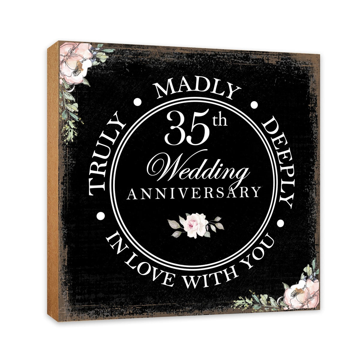 35th Wedding Anniversary Unique Shelf Decor and Tabletop Signs Gift for Couples - In Love With You - LifeSong Milestones