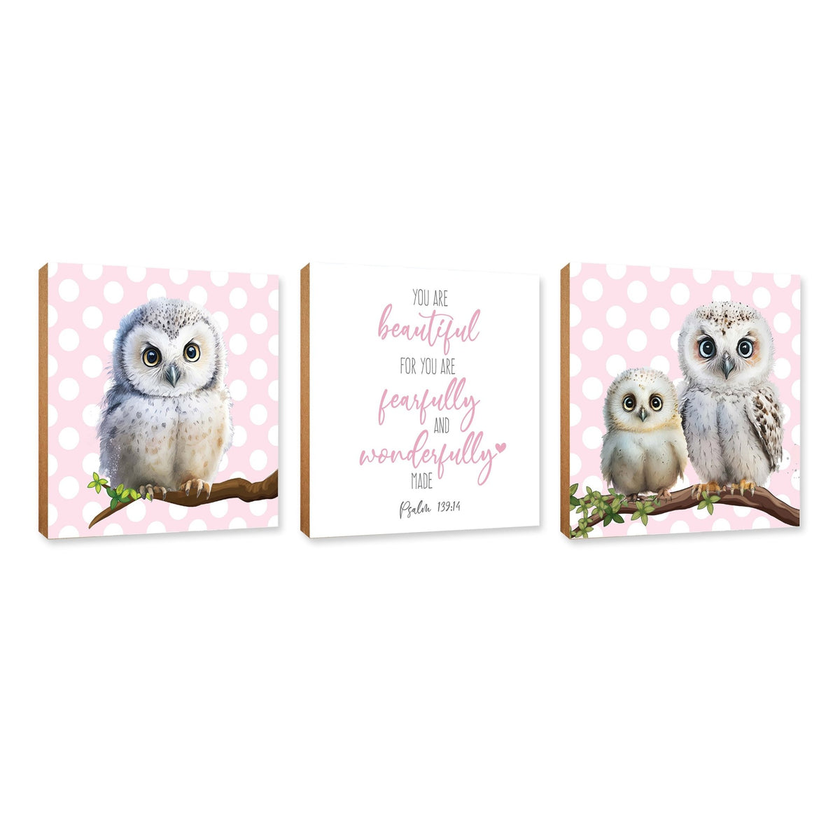 3pc Wooden Plaque |Owl Collection Table and Shelf Decor Valentines GIft Ideas - LifeSong Milestones