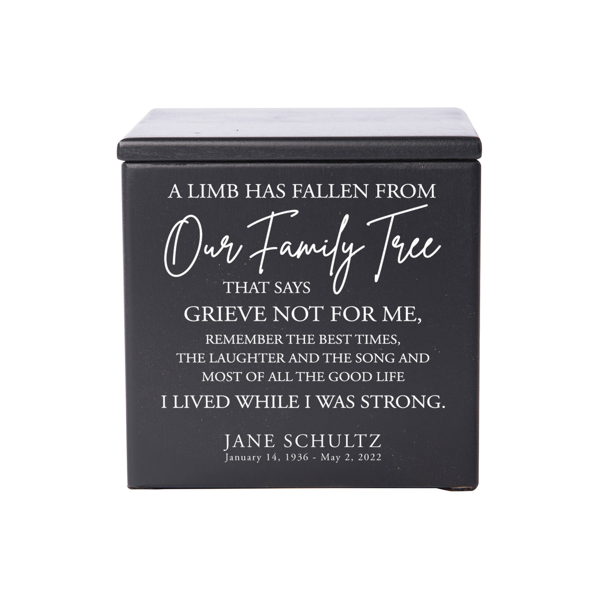 Small Wooden Keepsake Cremation Urn – "A Limb Has Fallen" | 17 Cu In Cherry Wood | USA Made