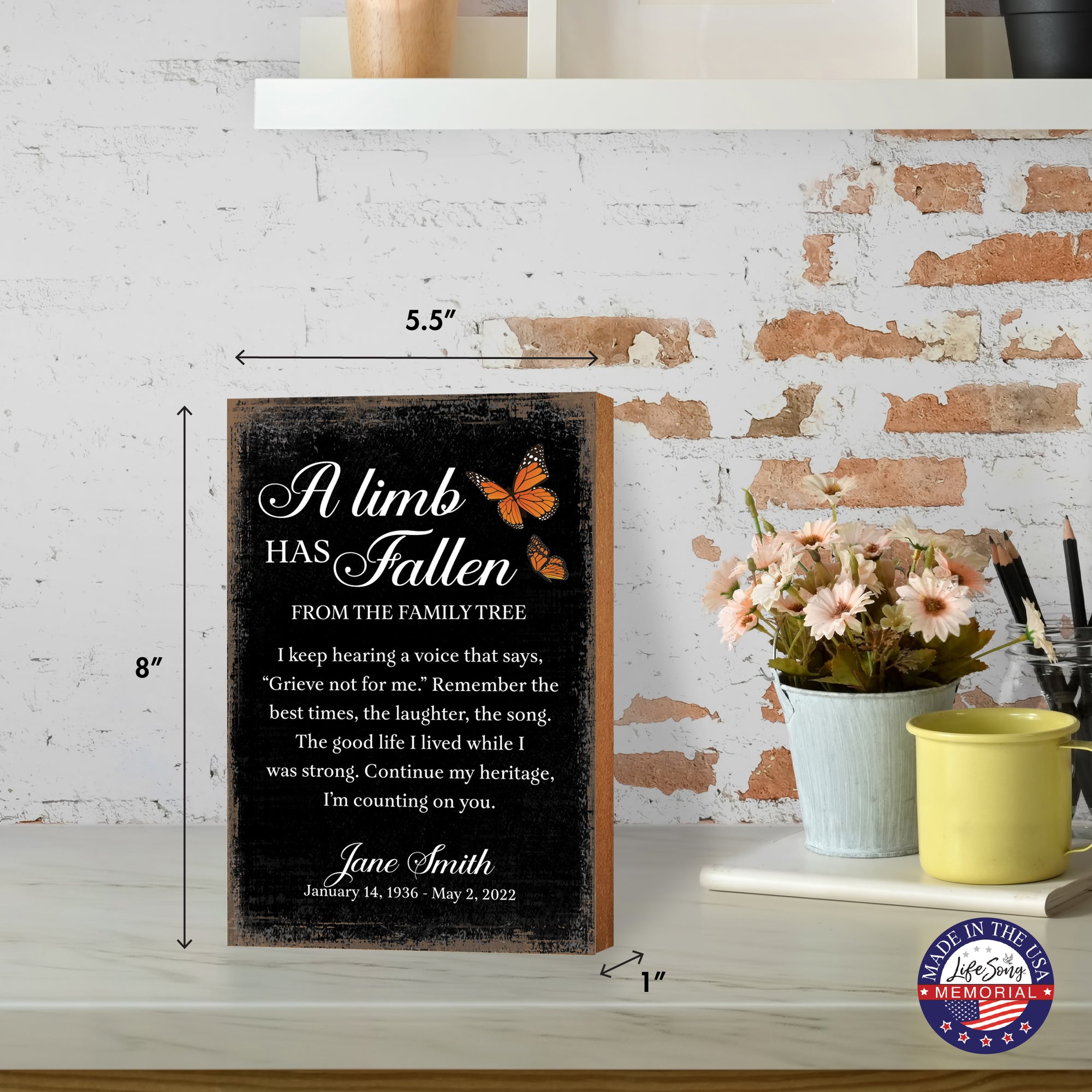 A Limb Has Fallen Vintage-Inspired Wooden Memorial Sign & Shelf Décor For The Loss Of Loved One Sympathy Gift