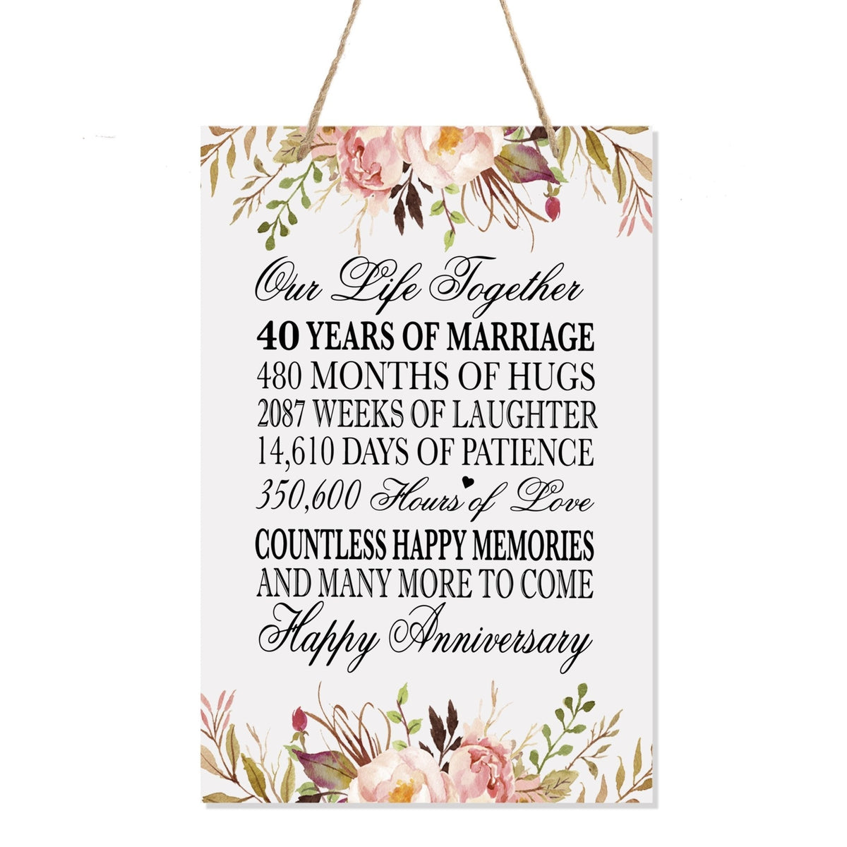 40th Wedding Anniversary Rope Sign - Our Life Together - LifeSong Milestones