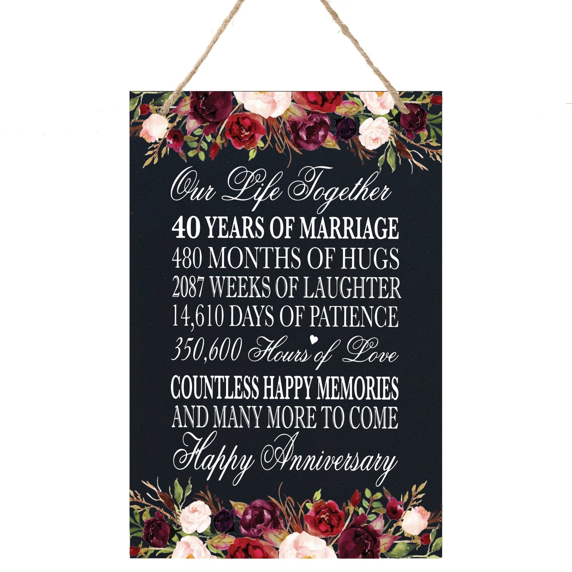 40th Wedding Anniversary Rope Sign - Our Life Together - LifeSong Milestones