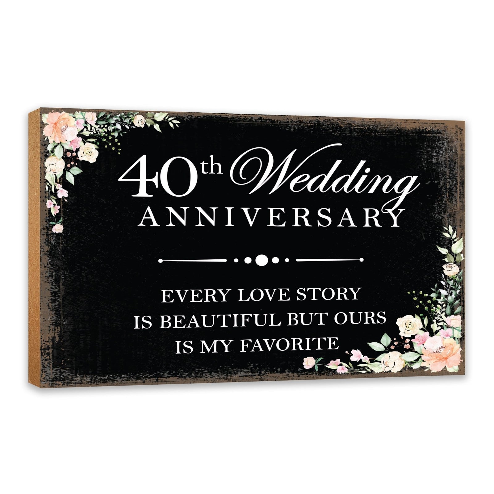 40th Wedding Anniversary Unique Shelf Decor and Tabletop Signs Gift for Couples - Every Love Story - LifeSong Milestones