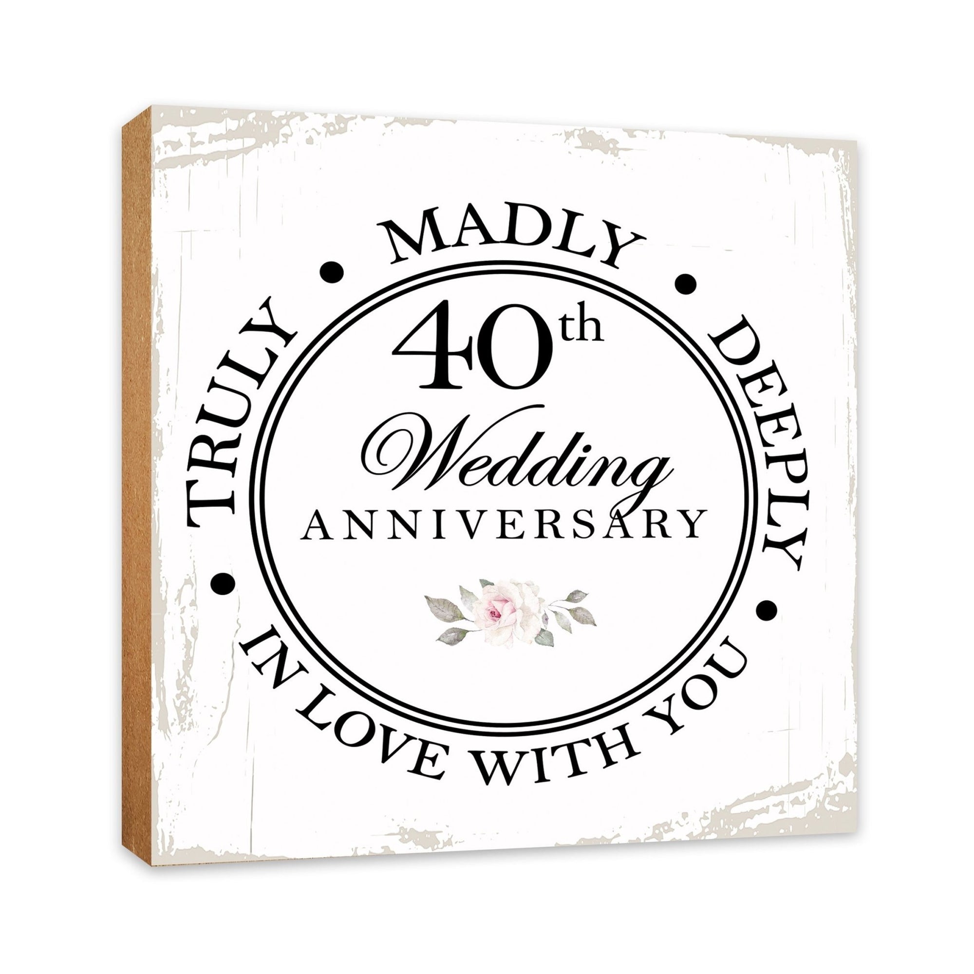 40th Wedding Anniversary Unique Shelf Decor and Tabletop Signs Gift for Couples - In Love With You - LifeSong Milestones
