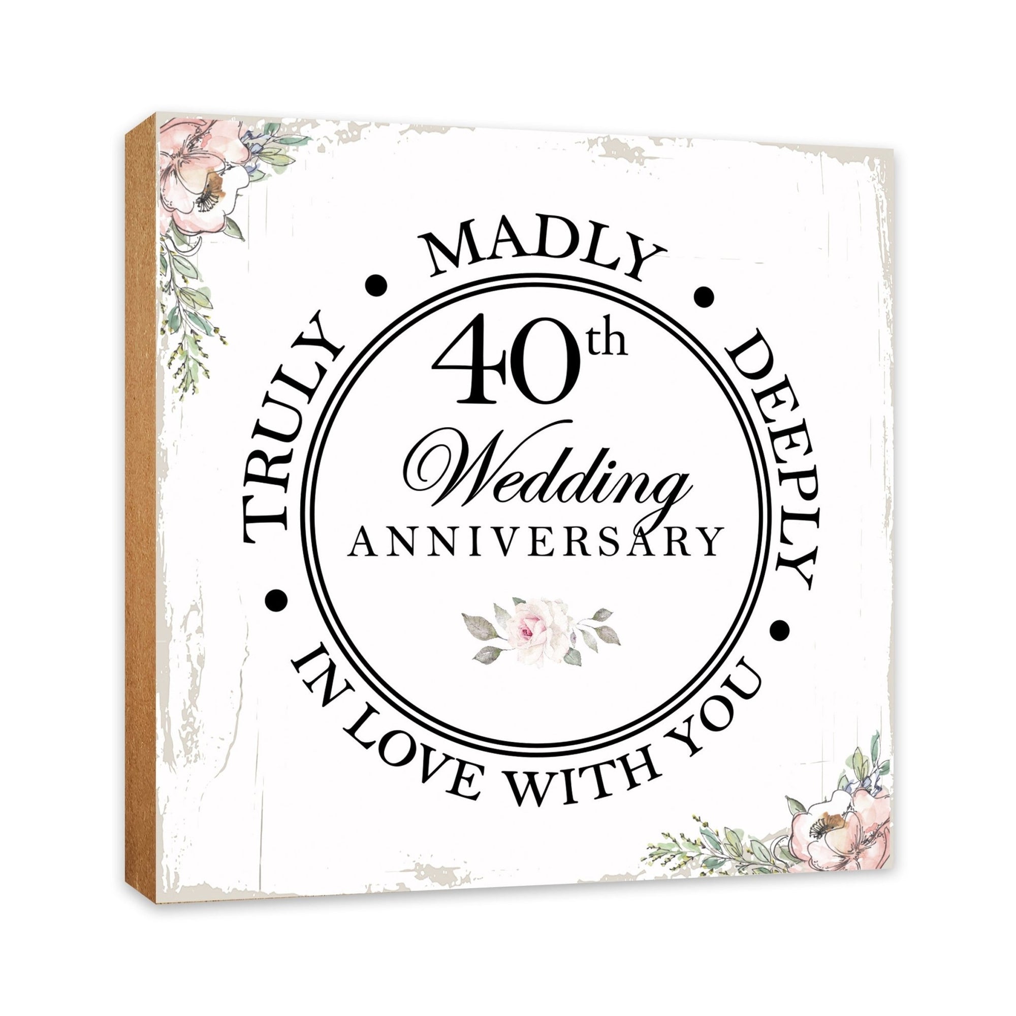 40th Wedding Anniversary Unique Shelf Decor and Tabletop Signs Gift for Couples - In Love With You - LifeSong Milestones