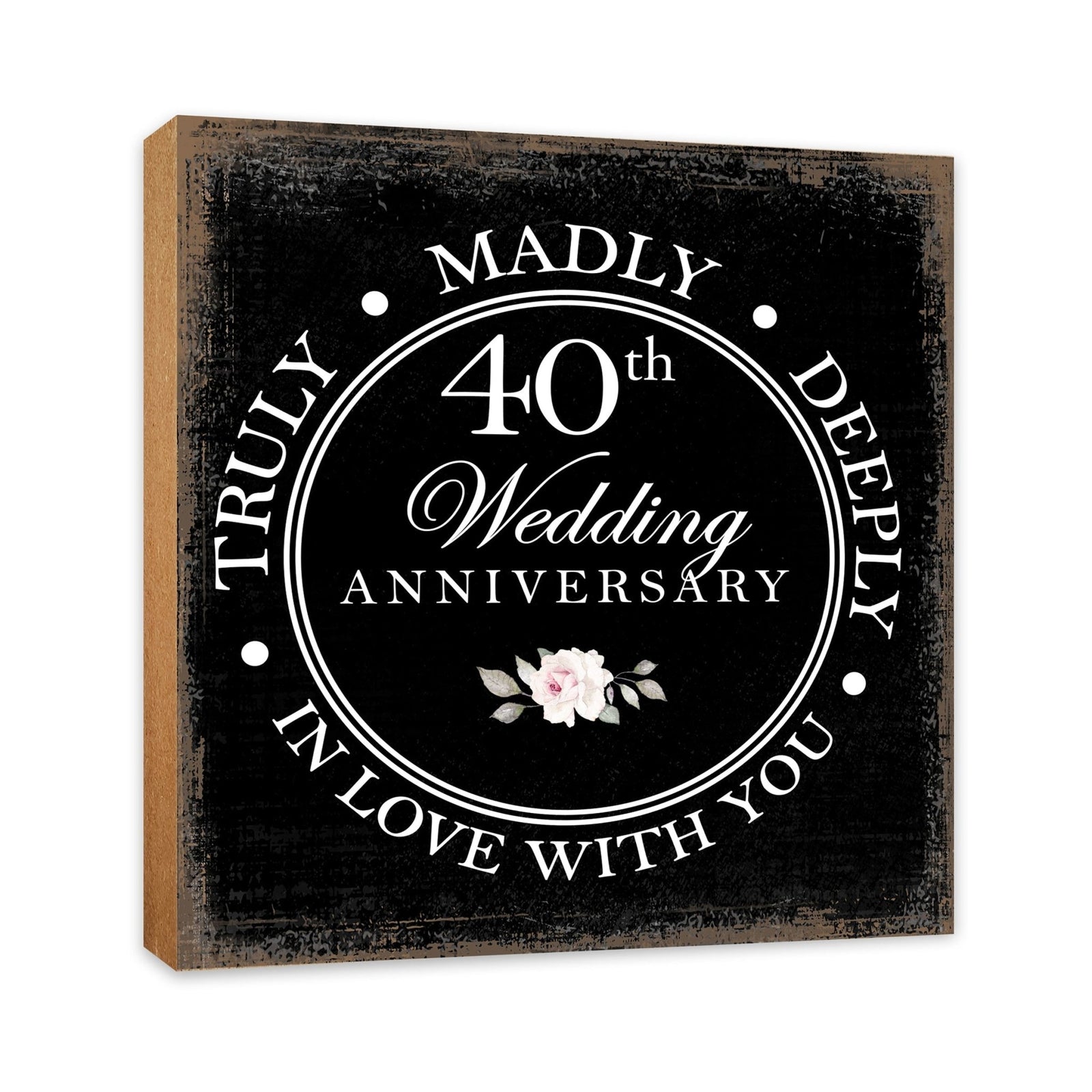 40th Wedding Anniversary Unique Shelf Decor and Tabletop Signs Gift for Couples - In Love With You - LifeSong Milestones