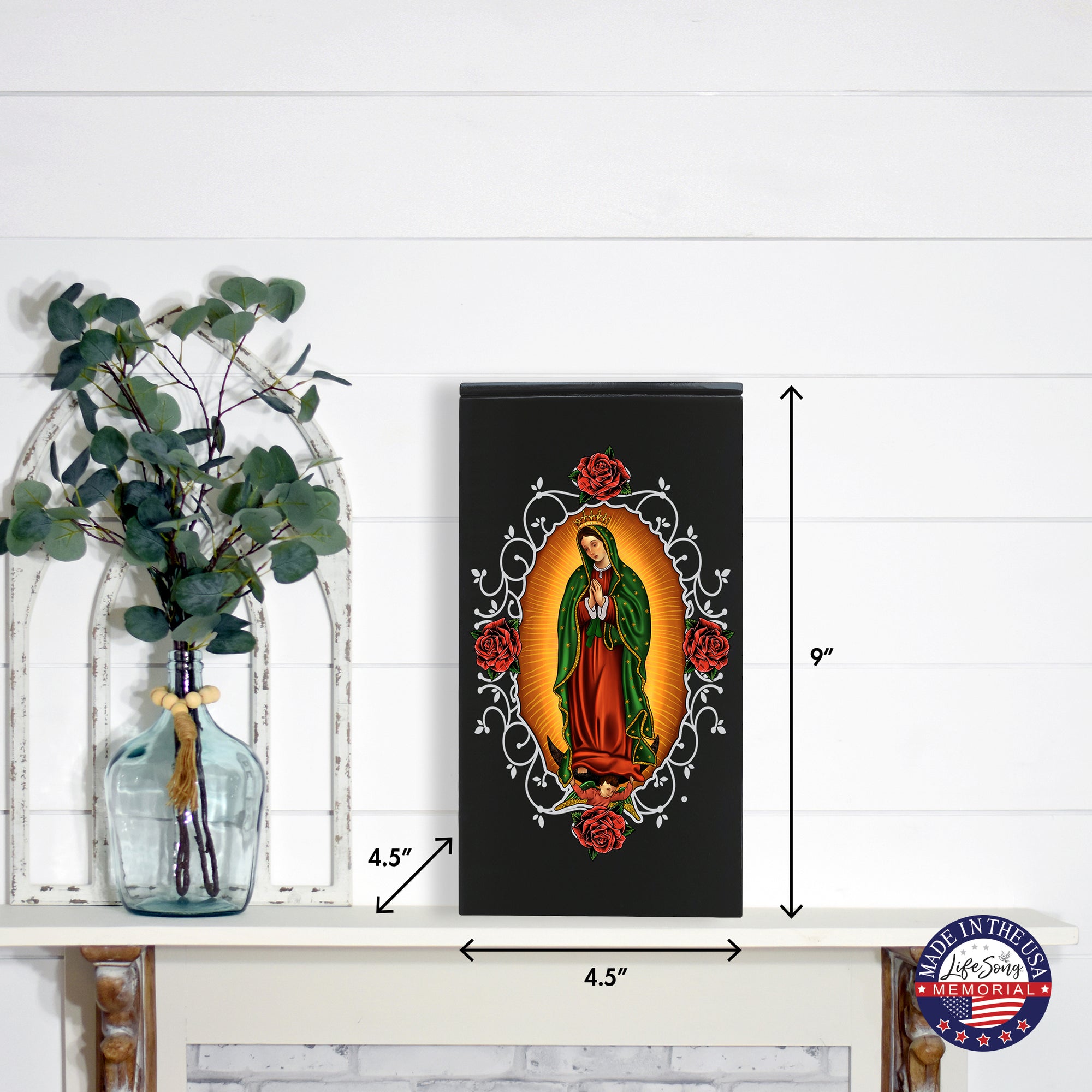Virgin Lady of Guadalupe Memorial Cremation Keepsake Urn For Adult Human Ashes In Spanish - Lady Of Guadalupe