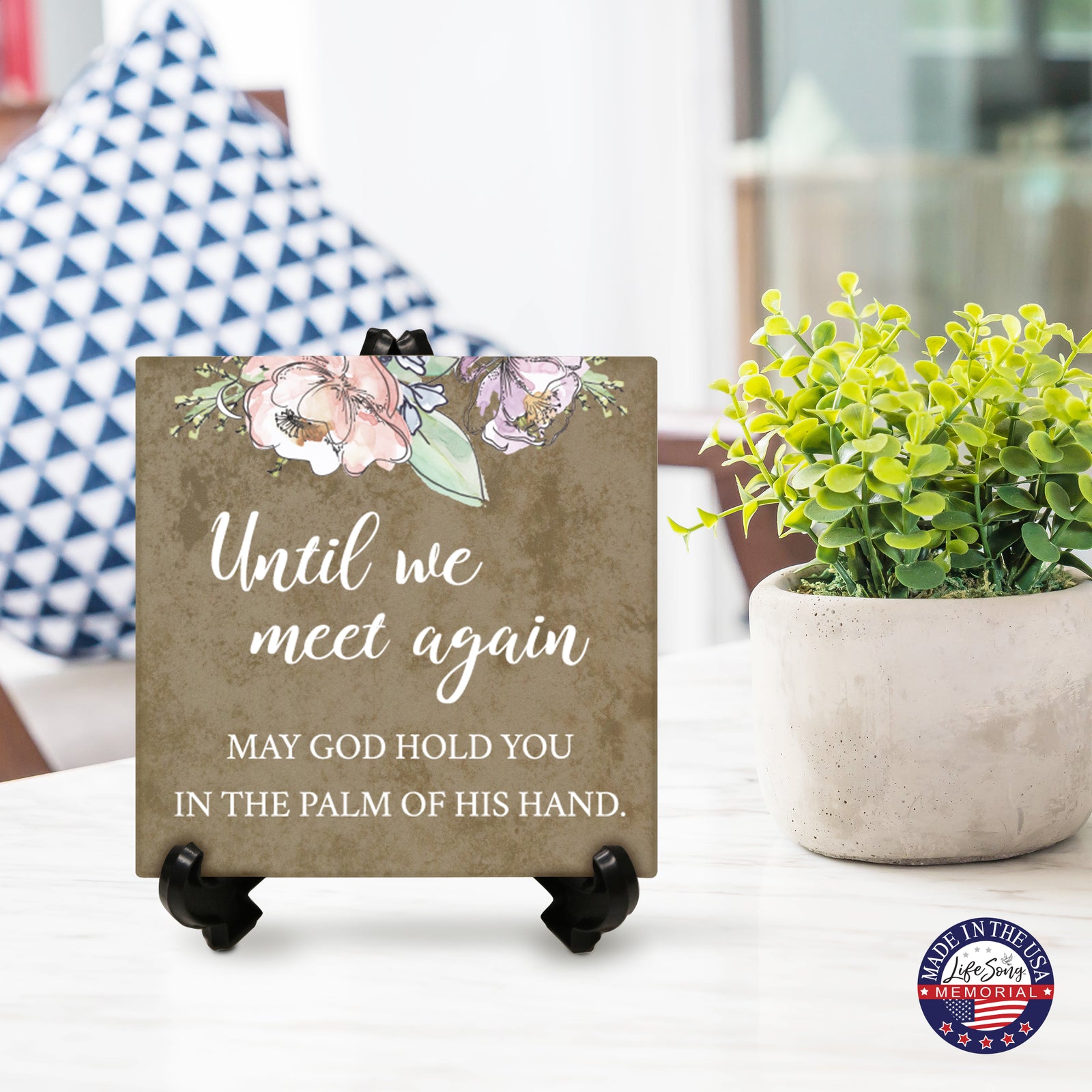 Lifesong Milestones Memorial Ceramic Trivet with Stand for Home Decor