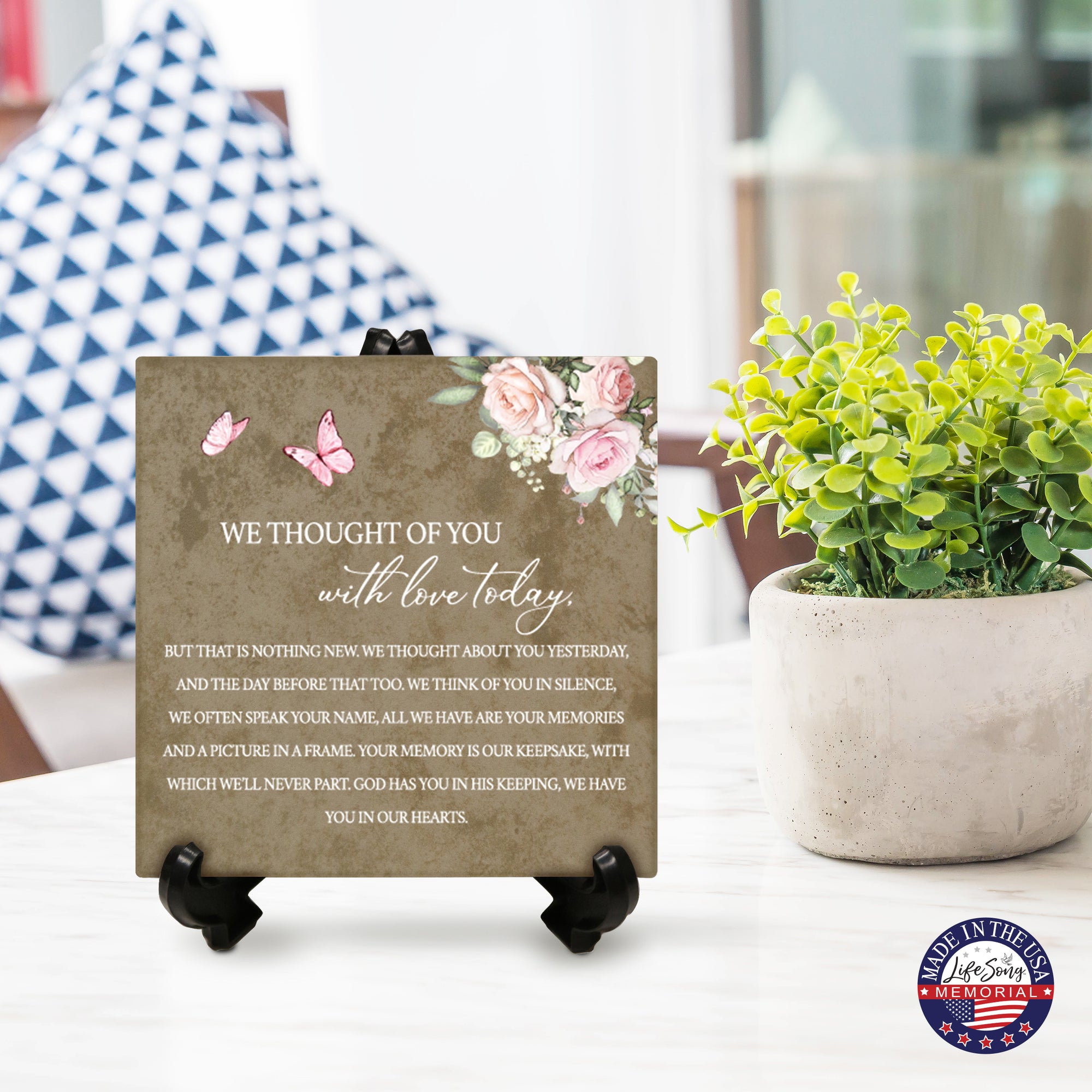 Lifesong Milestones Memorial Ceramic Trivet with Stand for Home Decor