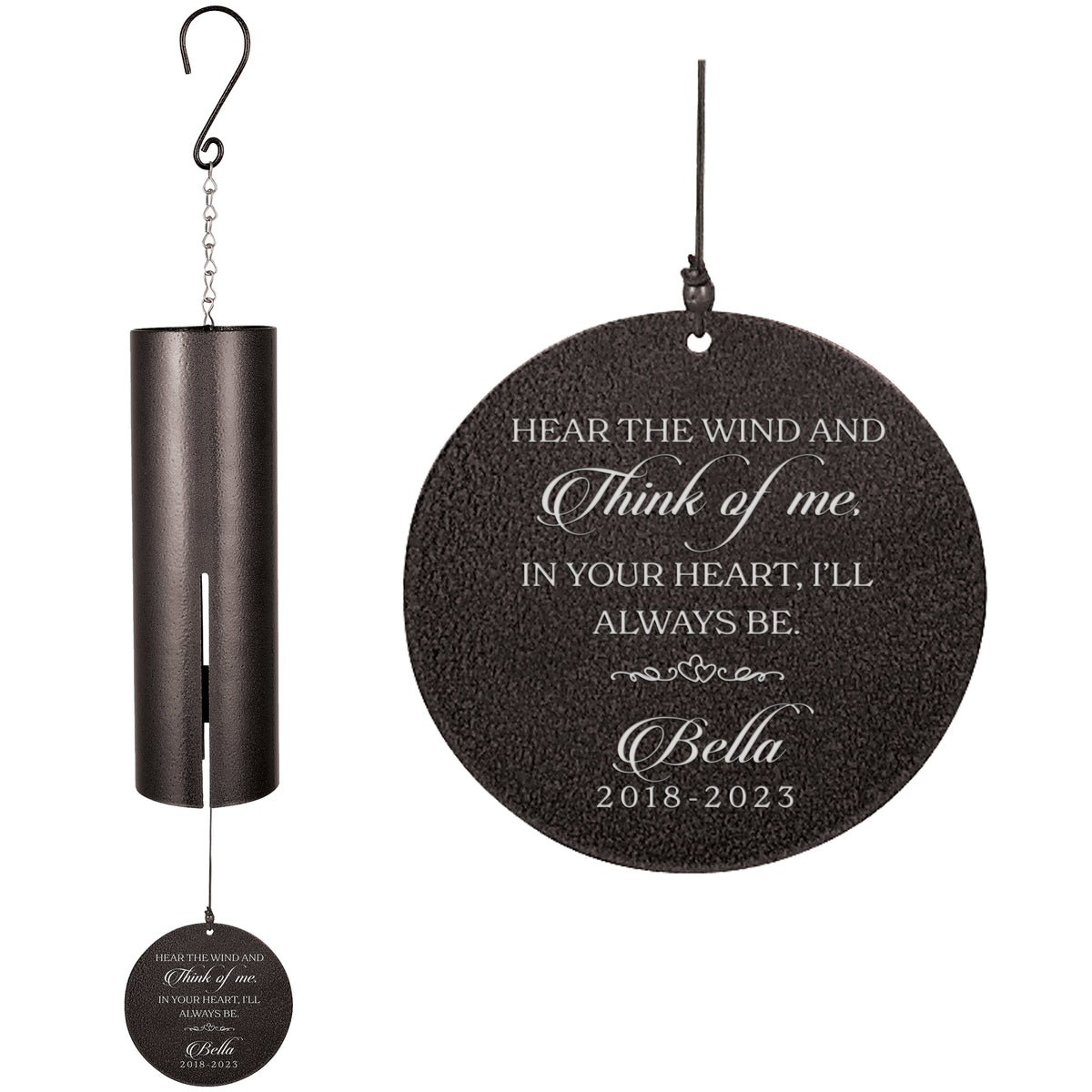 Hear the Wind and Think of Me Engraved Memorial Wind Chime