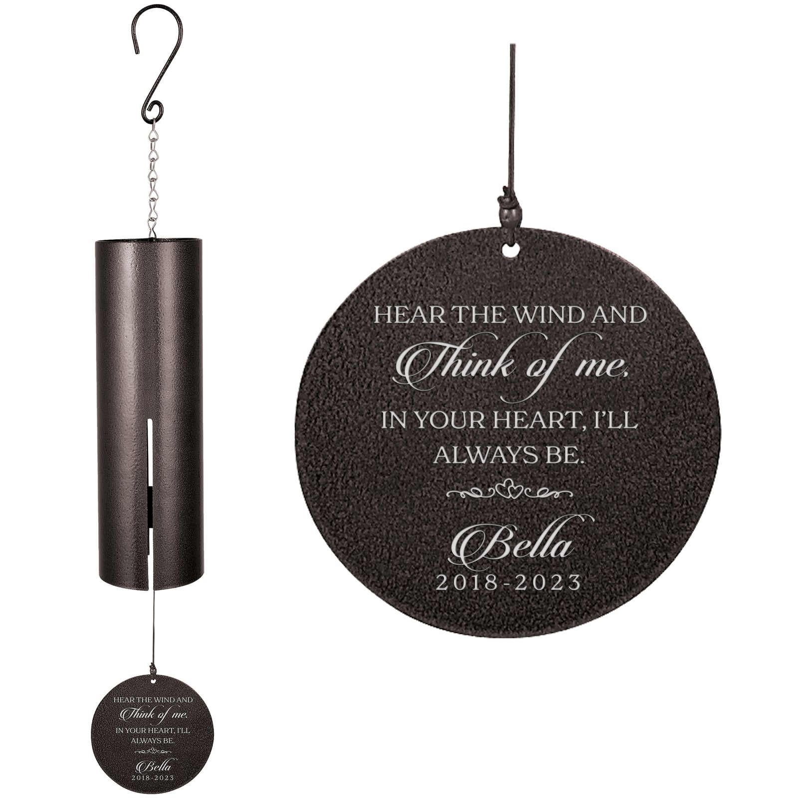 Hear the Wind and Think of Me Engraved Memorial Wind Chime