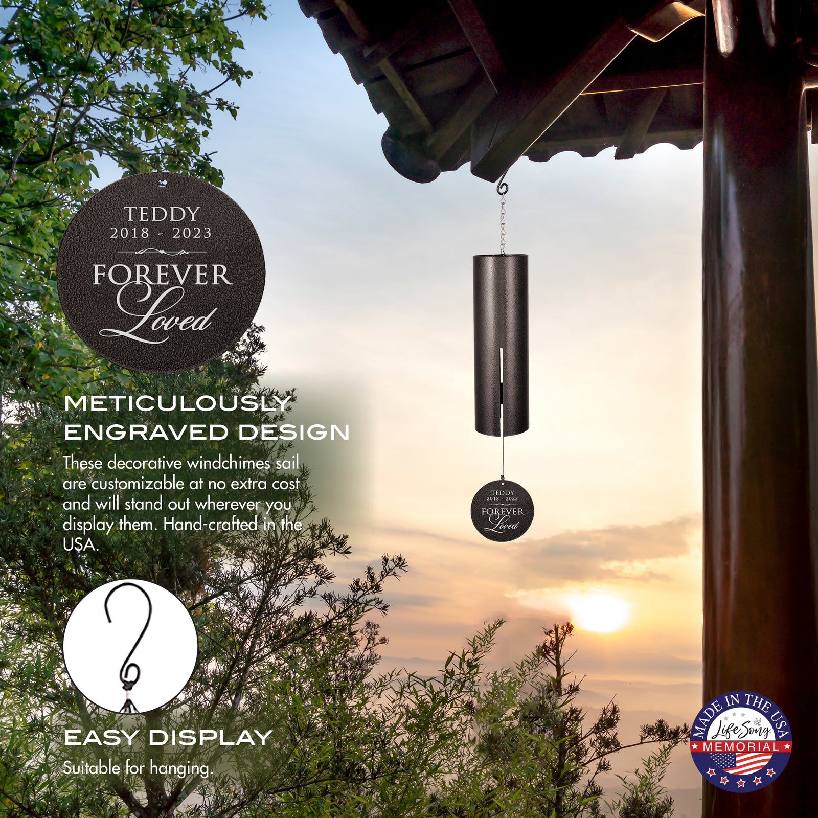 Forever Loved Engraved Memorial Wind Chime