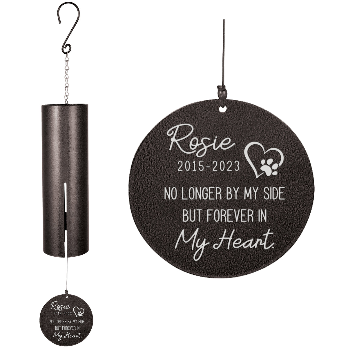 No Longer By My Side Engraved Memorial Wind Chime