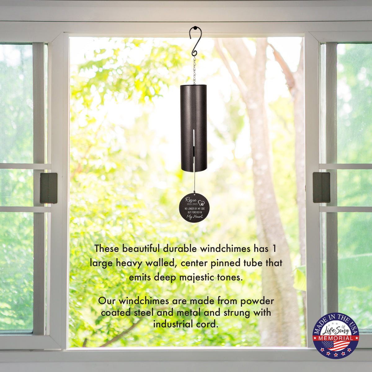 No Longer By My Side Engraved Memorial Wind Chime
