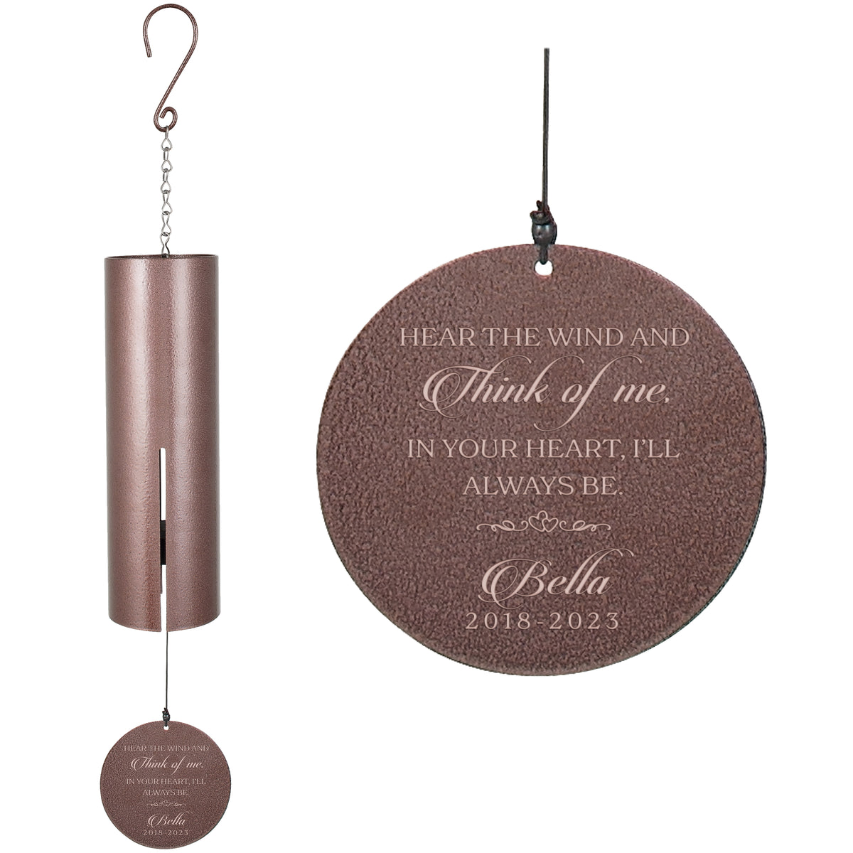 Hear the Wind and Think of Me Engraved Memorial Wind Chime