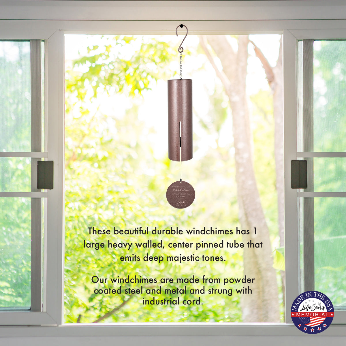 Hear the Wind and Think of Me Engraved Memorial Wind Chime