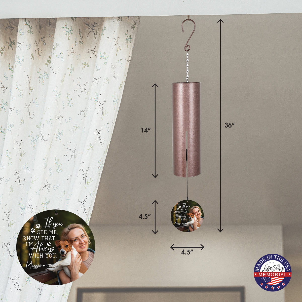 If You See Me, Know I'm Always With You Printed Wind Chime