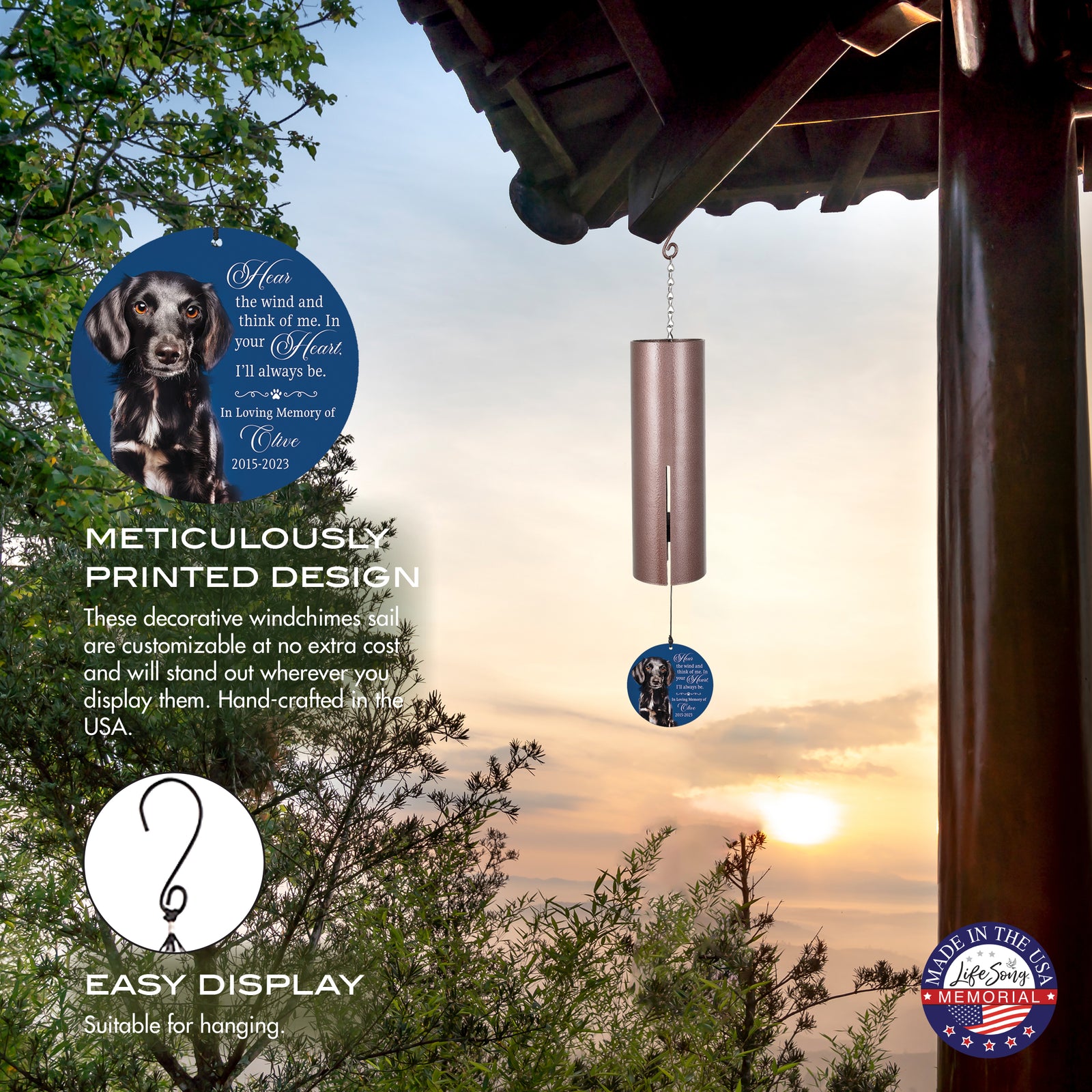Hear the Wind and Think of Me Printed Memorial Wind Chime