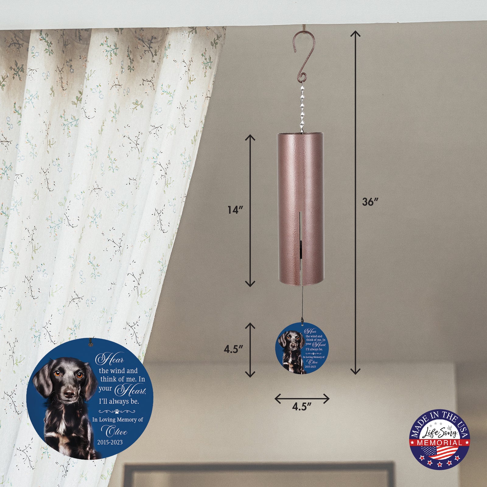 Hear the Wind and Think of Me Printed Memorial Wind Chime
