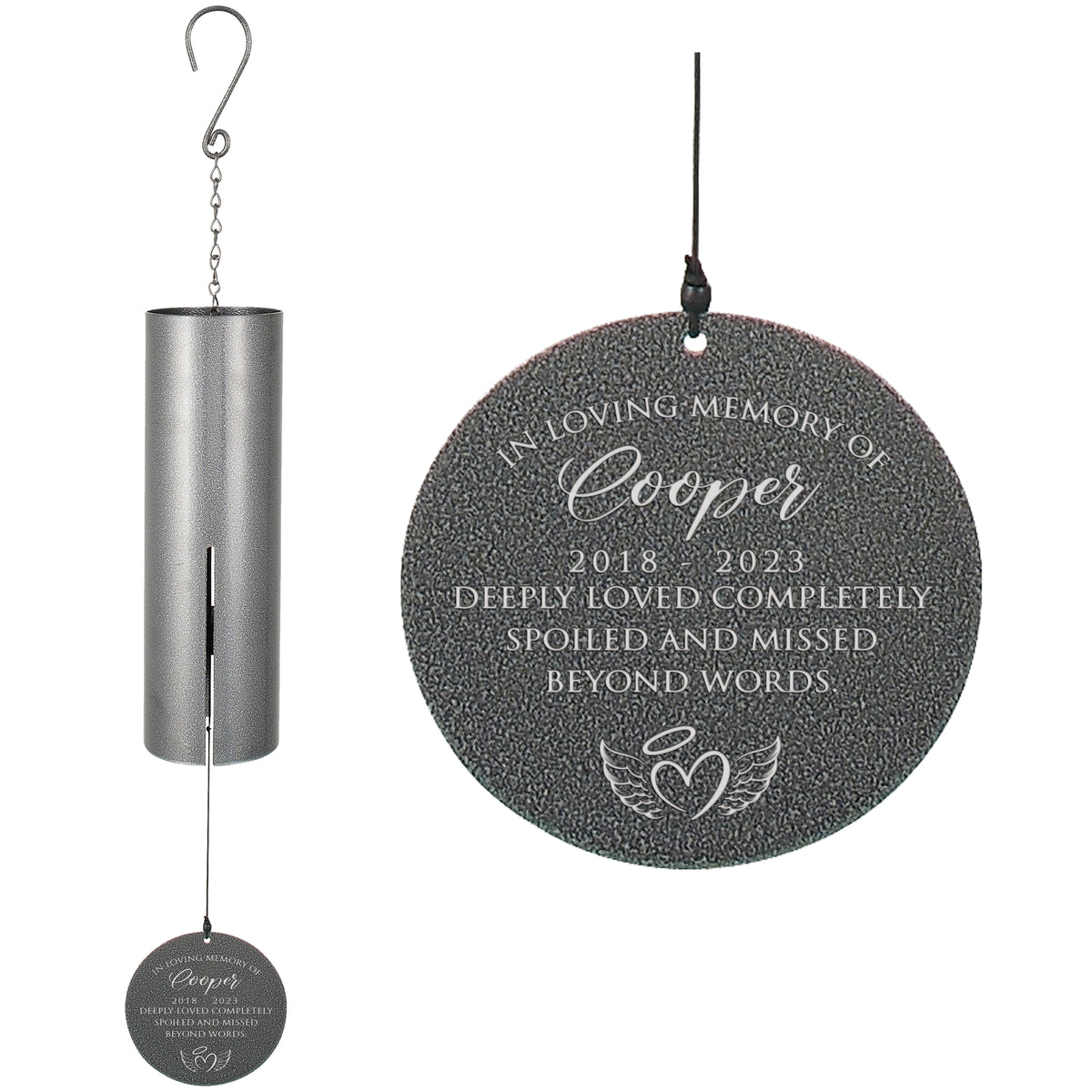 Deeply Loved, Completely Spoiled Engraved Pet Wind Chime