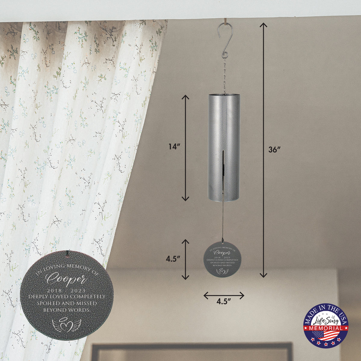 Deeply Loved, Completely Spoiled Engraved Pet Wind Chime