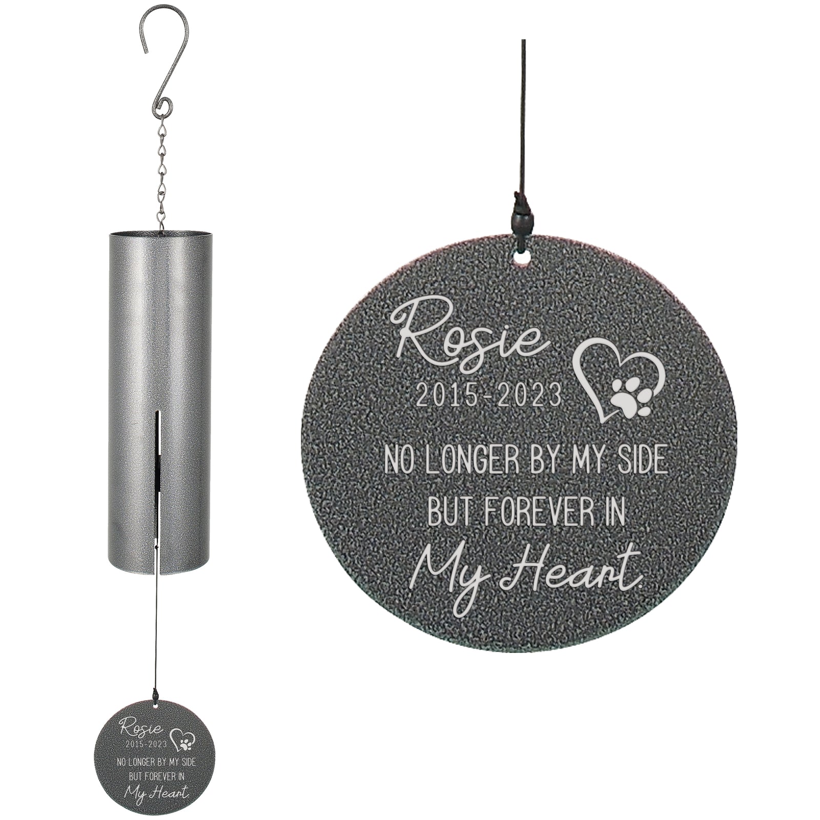 No Longer By My Side Engraved Memorial Wind Chime
