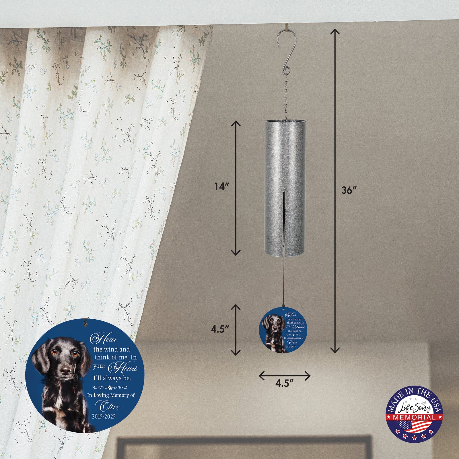 Hear the Wind and Think of Me Printed Memorial Wind Chime