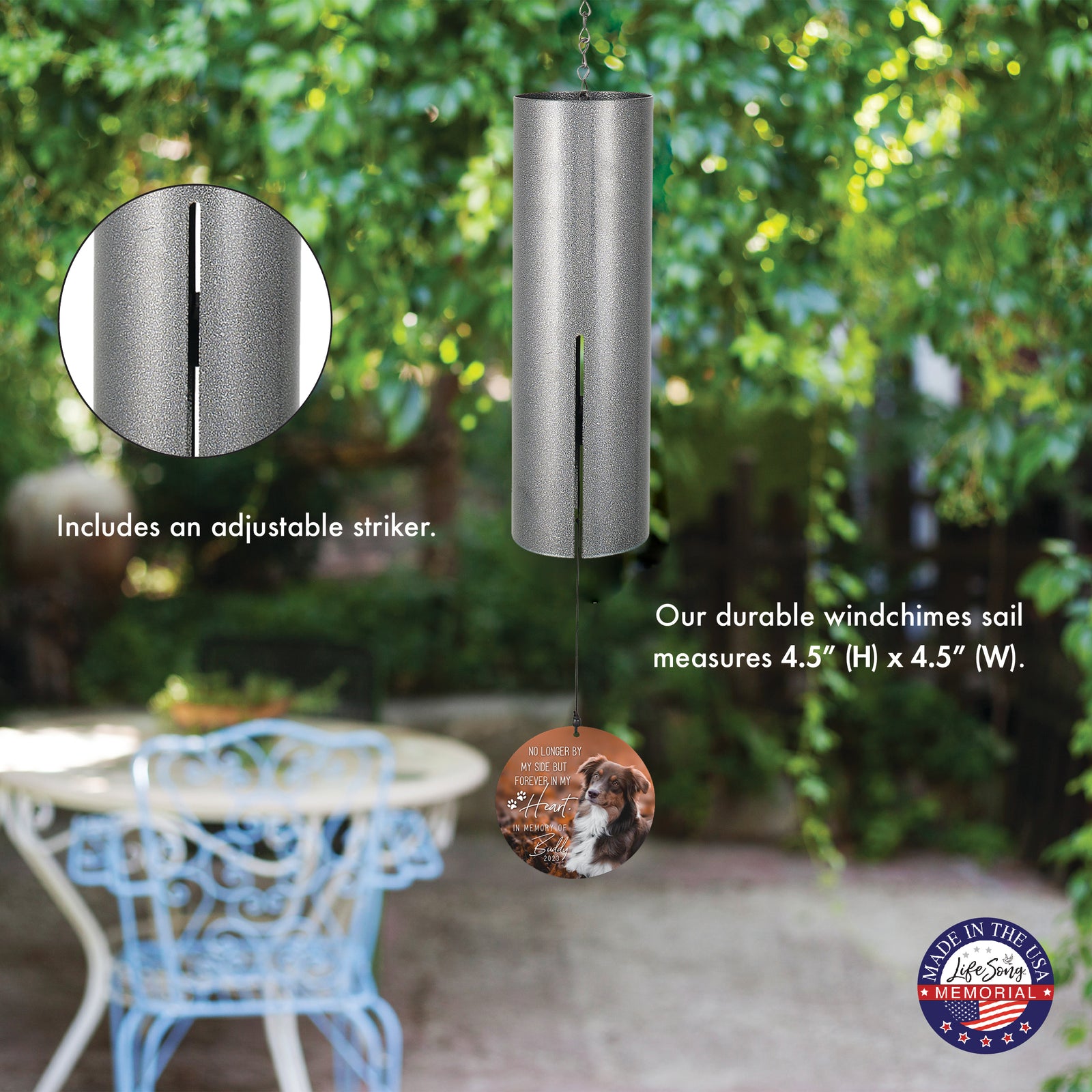 No Longer By My Side Printed Memorial Wind Chime