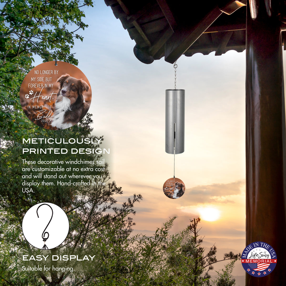 No Longer By My Side Printed Memorial Wind Chime