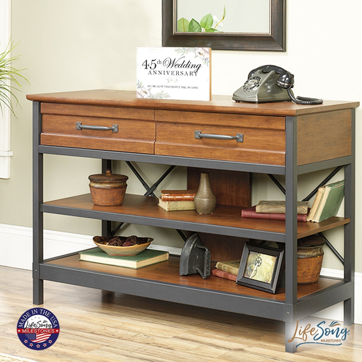 45th Wedding Anniversary Unique Shelf Decor and Tabletop Signs Gift for Couples - Fell In Love - LifeSong Milestones