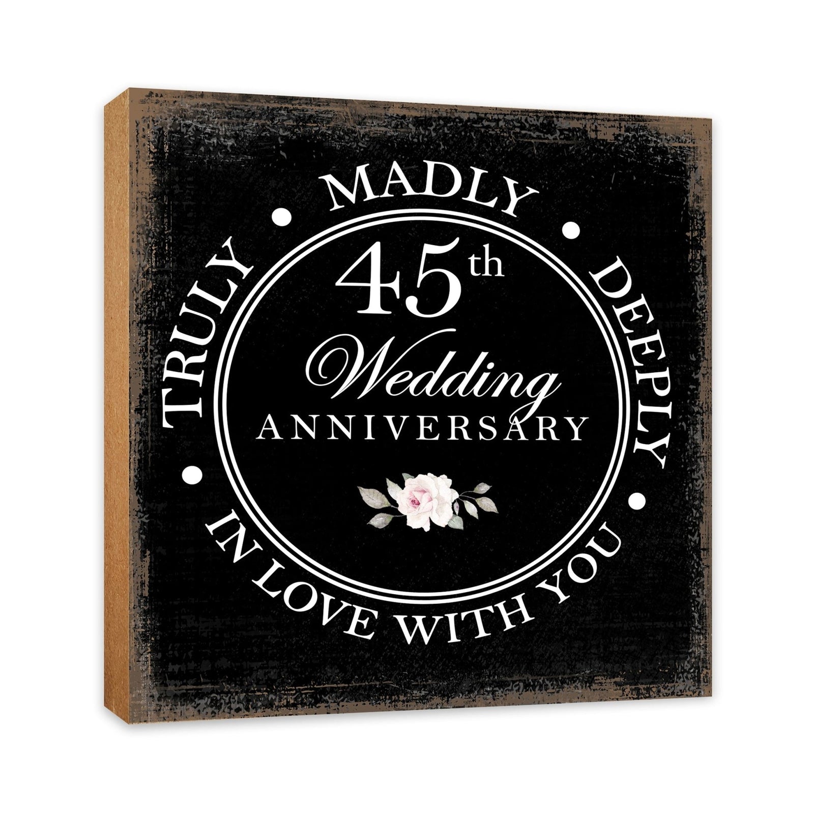 45th Wedding Anniversary Unique Shelf Decor and Tabletop Signs Gift for Couples - In Love With You - LifeSong Milestones