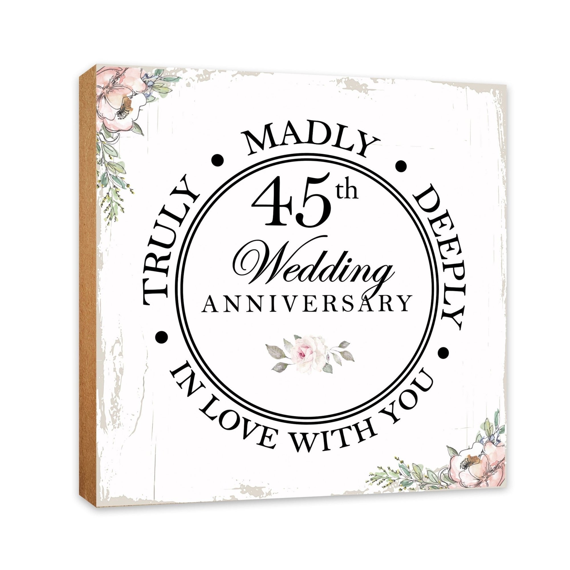 45th Wedding Anniversary Unique Shelf Decor and Tabletop Signs Gift for Couples - In Love With You - LifeSong Milestones