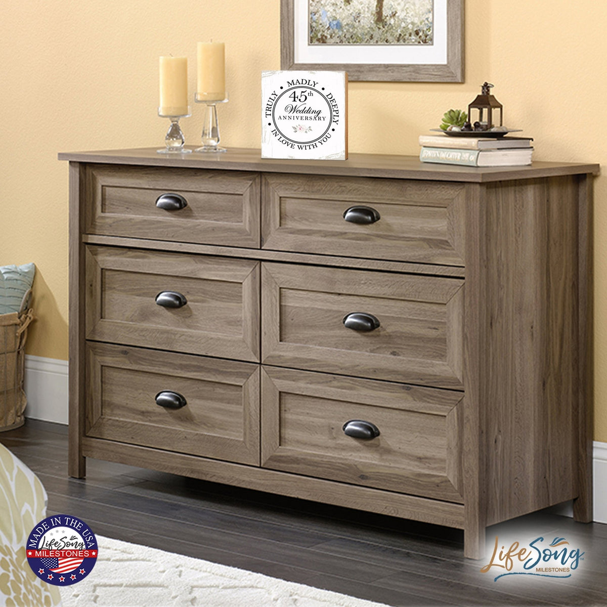 45th Wedding Anniversary Unique Shelf Decor and Tabletop Signs Gift for Couples - In Love With You - LifeSong Milestones